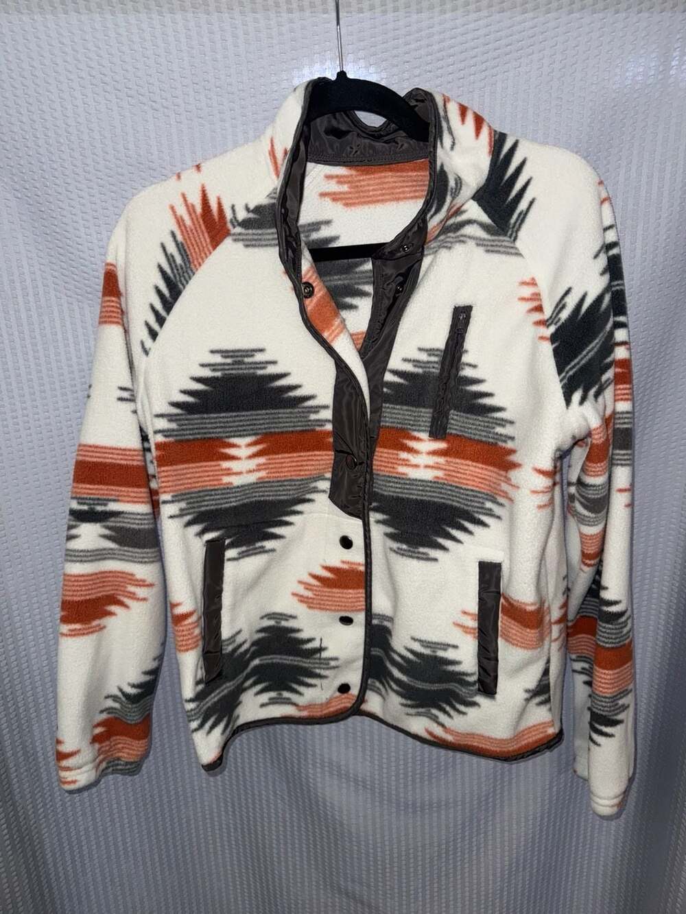 Desert Dreamer Western Aztec Print Snap Button Fleece Jacket